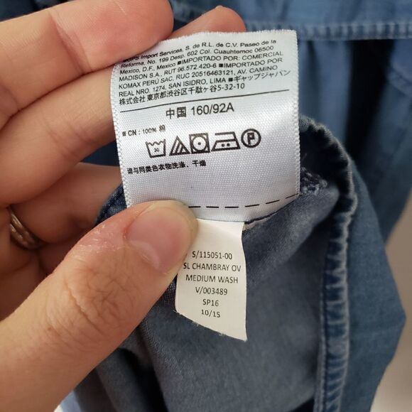 Old Navy Chambray Flounce Mini Dress M Petite - Picture 4 of 7